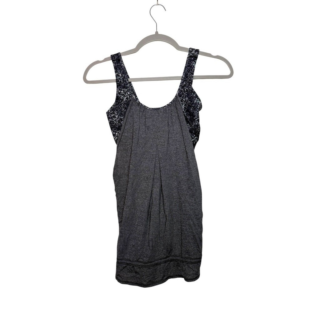 Lululemon No Limits Tank Top Grey Heathered Speckled Built-in Bra Womens Size‎ 4